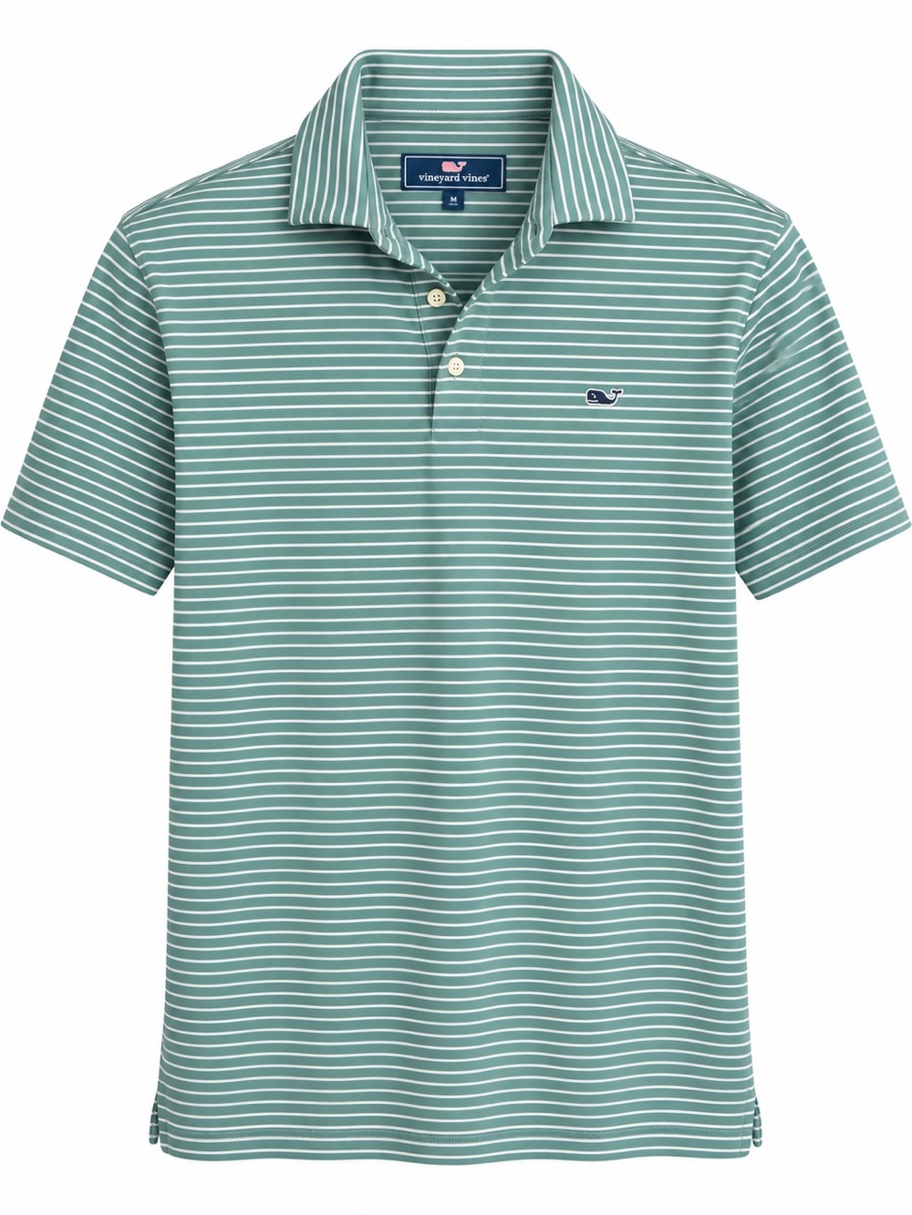 Vineyard Vines Teal and White Striped Polo